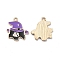 Halloween Light Gold Tone Alloy Enamel Pendants, Ghost with Hat Charm, Blue Violet, 21.5x18.5x1.5mm, Hole: 2mm