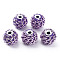 Handmade Indonesia Beads, with Aluminium Chains, Round, Silver, Blue Violet, 16.5~18x14~15mm, Hole: 3~3.5mm
