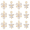 12Pcs 2 Styles Brass Clear Glass Connector Charms, Flower Links, Real 18K Gold Plated, 12~18x8~12.5x3mm, Hole: 1.2mm, 6pcs/style