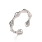 Brass Micro Pave Cubic Zirconia Open Cuff Rings, Platinum, 4.5mm, Inner Diameter: Adjustable