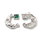 Alloy Pendant, with Glass, Platinum, Lead Free & Cadmium Free, Moon Charm, Green, 23x20x4mm, Hole: 1.6mm
