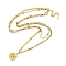 Ion Plating(IP) 201 Stainless Steel & Plastic Pearl Double Layered Necklaces, Clear Cubic Zirconia Eye Pendant Necklaces, Golden, 15.83 inch(40.2cm)