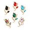 Rack Plating Alloy Pendants, with Rhinestone and Glass, Flower Charm, Golden, Mixed Color, 32.5x16.5x7mm, Hole: 1.6mm