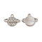 Alloy Crystal Rhinestone Pendants, Planet Charms, Nickel, Platinum, 15x19x2mm, Hole: 1.8mm