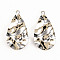 Brass Pendants, Nickel Free, Teardrop, Platinum, 31x16.5x2mm, Hole: 1mm
