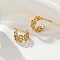 Stainless Steel C-Shaped Stud Earrings, Chain Charm, Golden, 11mm