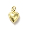 925 Sterling Silver Pendants, Puffed Heart Charms with Jump Rings, Golden, 10x8x5mm, Hole: 3mm