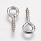 Tarnish Resistant 304 Stainless Steel Screw Eye Pin Peg Bails, For Half Drilled Beads, Stainless Steel Color, 12x5x1mm, Hole: 2.5mm
