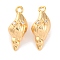 Brass Pendants With Clear Cubic Zirconia, Conch Charms, Cadmium Free & Nickel Free & Lead Free, Real 18K Gold Plated, 17x7.5x6mm, Hole: 1.4mm