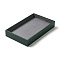 Rectangle PU Leather Jewelry Trays with Gray Velvet Inside, Jewelry Organizer Holder for Rings Earrings Necklaces Bracelets Storage, Green, 26x16x4cm