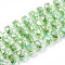 Transparent Glass Beads Strands, Faceted, AB Colors Plated, Rondelle, Lawn Green, 7.5x5mm, Hole: 1.2mm, about 80pcs/strand, 22.24 inch(56.5cm)