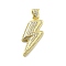 Rack Plating Brass Micro Pave Cubic Zirconia Pendants, Lead Free & Cadmium Free, Long-Lasting Plated, Real 18K Gold Plated, Lightning Bolt, 34.5x16.5x4.5mm, Hole: 3.5x6.5mm