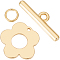 Beebeecraft 1 Box 10 Sets Flower Toggle Clasps 18K Gold Plated Brass Flower Toggle Connector T Bar Clasps Sets with Jump Rings for Spring Theme DIY