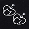 201 Stainless Steel Kitten Dangle Stud Earrings, with Clear Cubic Zirconia, Heart with Cat Head, Stainless Steel Color, 23mm, Pin: 0.8mm