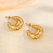 Textured Moon Stainless Steel Stud Earrings, Real 18K Gold Plated, 30x29mm