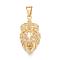 304 Stainless Steel Pendants, with Crystal Rhinestone, Lion Head with Crown, Golden, 48x25x14mm, Hole: 6x12mm