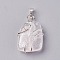 Natural Quartz Crystal Pendants, with Brass Findings, Trapezoid, Silver Color Plated, 32~33x21~23x10~11mm, Hole: 8x5mm