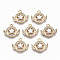 Brass Micro Pave Cubic Zirconia Pendants, Light Gold, Long-Lasting Plated, Cadmium Free & Lead Free, Flat Round with Star, Clear, 13x15x4mm, Hole: 1.6mm