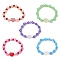 Handmade Flower Polymer Clay Stretch Bracelets, Crackle Glass Heart Beaded Bracelets for Women, Mixed Color, Inner Diameter: 2-1/8 inch(5.3cm)