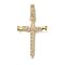 Rack Plating Brass Micro Pave Clear Cubic Zirconia Pendants, Long-Lasting Plated, Lead Free & Cadmium Free, Cross, Real 18K Gold Plated, 42x23x6.5mm, Hole: 3.5x6mm