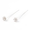 Brass Micro Pave Clear Cubic Zirconia Flower Head Pins, Silver, 55mm, Pin: 21 Gauge(0.7mm)