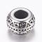 304 Stainless Steel European Beads, Large Hole Beads, Rondelle, Antique Silver, 12x7mm, Hole: 5.5mm