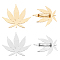 4Pcs 2 Colors Leaf Brooch, 201 Stainless Steel Lapel Pin for Backpack Clothes, Golden & Stainless Steel Color, 46x52.5x7.5mm, Pin: 0.7mm, 2pcs/color