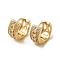 Brass Micro Pave Cubic Zirconia Hoop Earring, Light Gold, 13.5x7mm