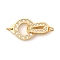 Brass Micro Pave Rhinestone Fold Over Clasps, Cadmium Free & Nickel Free & Lead Free, Ring, Real 18K Gold Plated, 24mm