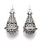 Rack Plating Brass Cage Pendants, Nickel Free, For Chime Ball Pendant Necklaces Making, with Rhinestone, teardrop, Antique Silver, 43x27x22mm, Hole: 3x6mm, inner measure: 20mm