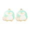 Alloy Enamel Pendants, for DIY Accessories, Penguin with Strawberry, Light Gold, Lead Free & Cadmium Free, Aquamarine, 24x20x1.5mm, Hole: 2mm