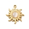 Natural Stone Pendants, with 304 Stainless Steel Settings, Real 18K Gold Plated, Sun, 28x25x5mm, Hole: 2mm