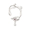 Brass Micro Pave Clear Cubic Zirconia Bead Frame, Cadmium Free & Nickel Free & Lead Free, Flower, Silver, 31x22x12mm