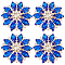 4Pcs Alloy Rhinestone Shank Buttons, 1-Hole, Flower, Light Gold, Sapphire, 41x39x8mm, Hole: 4.3mm