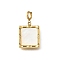 Rectangle 304 Stainless Steel Pendant Decorations, with White Shell and Spring Ring Clasps, Ion Plating(IP), Real 18K Gold Plated, 22.5mm, Hole: 2.5mm