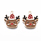 Eco-Friendly Alloy Enamel Pendants, Cadmium Free & Lead Free & Nickel Free, Christmas Reindeer/Stag, Light Gold, Camel, 24.5x21x1mm, Hole: 1.4mm