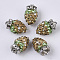 Polymer Clay Rhinestone Pendants, with Platinum Tone Iron Loop, Strawberry, Light Colorado Topaz, PP12(1.8~1.9mm), 16x10mm, Hole: 1.8mm