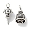 Tibetan Style Rack Plating Brass Pendnats, Cadmium Free & Lead Free, Bell, Antique Silver, 30.5x14x14mm, Hole: 4x3mm