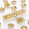 Brass Grade A Rhinestone Spacer Beads, Wavy Edge, Rondelle, Nickel Free, Golden, Crystal AB, 8x3.8mm, Hole: 1.5mm