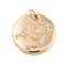 Brass with Clear Cubic Zirconia Pendants, with Jump Rings, Flat Round, Leo, 15.5x2mm, Hole: 3.5mm