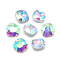 Pointed Back Glass Rhinestone Cabochons, Faceted, Back Plated, Square, AB Color, Clear AB, 12x12x5mm