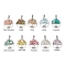 10Pcs 10 Styles Natural Mixed Gemstone Chip Pendants, Tree of Life Alloy Charms, Platinum, 35x25x6.5mm, Hole: 6x4mm, 10pcs/set
