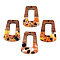 Transparent Resin & Walnut Wood Pendants, with Gold Foil, Trapezoid Charms, Coral, 37.5x27x3mm, Hole: 2mm