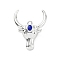 Eco-friendly Rack Plating Brass Enamel Pendants, Cadmium Free & Lead Free, Long-Lasting Plated, Cattle Head Charm, Platinum, 21.5x17.5x7mm, Hole: 1.2mm