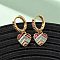 Heart Brass Micro Pave Clear Cubic Zirconia Hoop Earrings, Nickel Free, Real 18K Gold Plated, 23.5x10x12.5mm