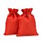 Polyester Imitation Burlap Packing Pouches Drawstring Bags, Red, 18x13cm