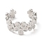 Rack Plating Brass Flower Wrap Open Cuff Rings for Women, Cadmium Free & Lead Free, Platinum, US Size 7 1/4(17.5mm)
