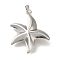 Rack Plating Brass Pendants, Long-Lasting Plated, Lead Free & Cadmium Free, Starfish, Platinum, 40x32x10mm, Hole: 6x4mm