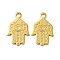 Ion Plating(IP) 304 Stainless Steel Pendants, Laser Cut, Hamsa Hand with Eye Charm, Real 18K Gold Plated, 20.5x13x1mm, Hole: 2mm
