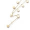 304 Stainless Steel Pendant Necklaces, with Cable Chains and Round Beads, Flower, Golden, 15.75 inch(40cm)